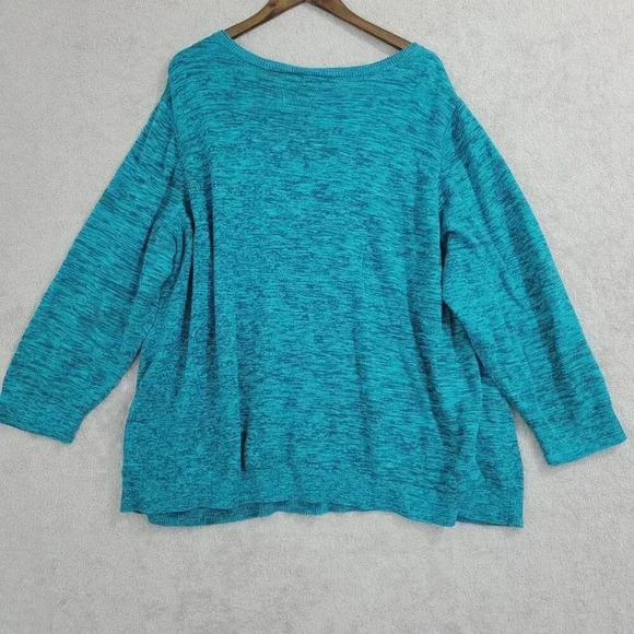 Catherines Womens Plus Size 3X Turquoise Cardigan Sweater 5PT - Picture 2 of 6